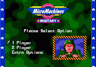 Micro Machines: Military (Genesis) screenshot: Main Options Screen