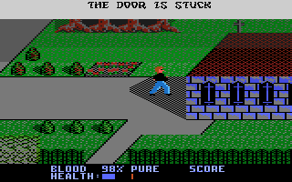 Midnight Mutants (Atari 7800) screenshot: The door to the church is stuck