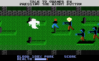 Midnight Mutants (Atari 7800) screenshot: The graveyard is spooky
