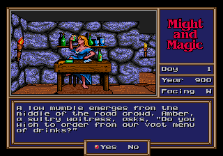 Might and Magic II: Gates to Another World (Genesis) screenshot: A drinks sounds kinda good right about now