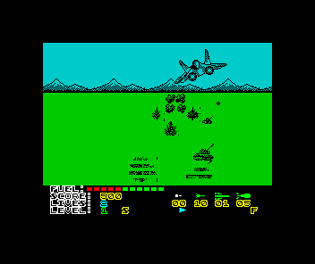 Mig-29 Soviet Fighter (ZX Spectrum) screenshot: It's all action here