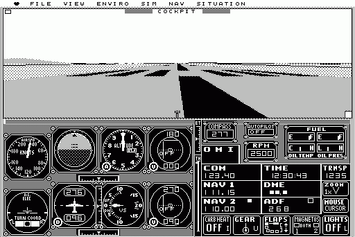 Microsoft Flight Simulator (Macintosh) screenshot: startup on Oakland runway