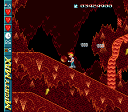The Adventures of Mighty Max (Genesis) screenshot: Eating valuable stuff on the way