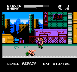 Mighty Final Fight (NES) screenshot: Haggar's powerful Suplex moves