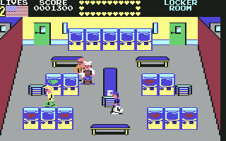 Mikie (Commodore 64) screenshot: Locker Room