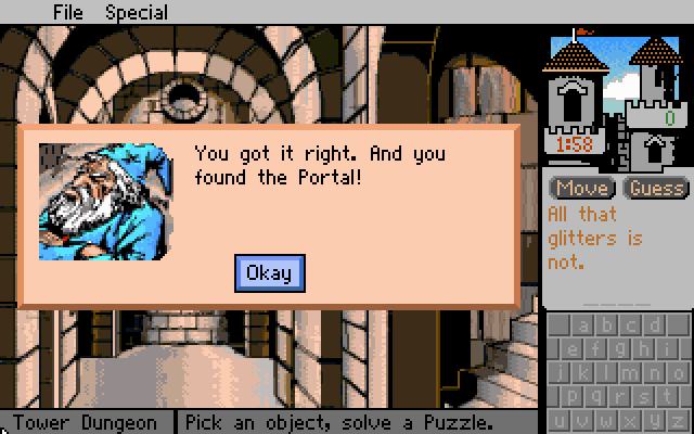 Mind Castle (DOS) screenshot: Find and open portals to advance to the next floor