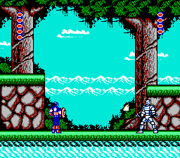 Captain America and the Avengers (NES) screenshot: Ultron is firing an energy blast at me