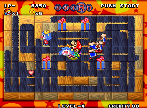 Neo Mr. Do! (Arcade) screenshot: Mr. Do's female face floats around