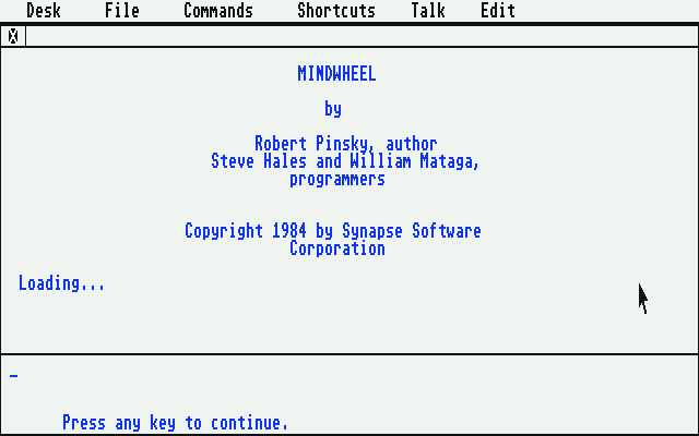 Mindwheel (Atari ST) screenshot: Title screen