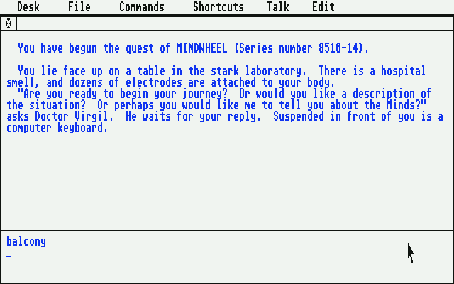 Mindwheel (Atari ST) screenshot: Starting location