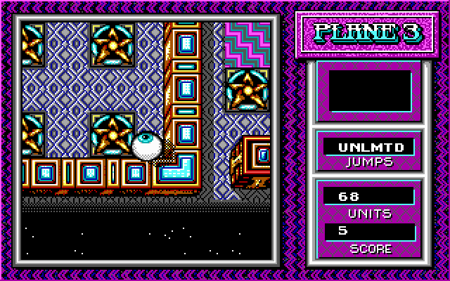 Mind-Roll (DOS) screenshot: trapped in a corner - EGA