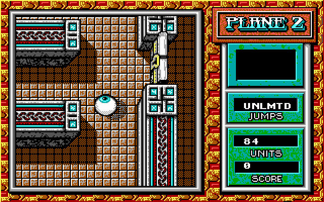 Mind-Roll (DOS) screenshot: a locked door - EGA