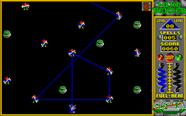 Mindbender (DOS) screenshot: The first level; the light bounces around the screen! (VGA)