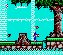Captain America and the Avengers (NES) screenshot: Doing a level with Captain America