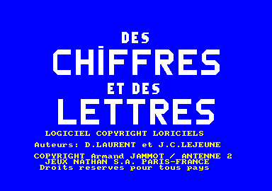 Des Chiffres et des Lettres (Amstrad CPC) screenshot: Title screen