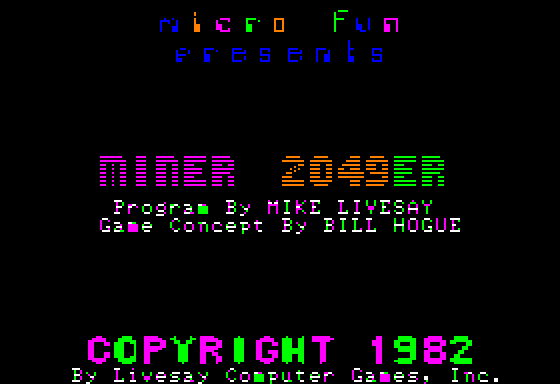 Miner 2049er (Apple II) screenshot: Title screen