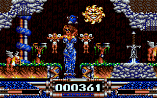 Demon Blue (DOS) screenshot: I'm on top of cool girl...