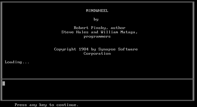 Mindwheel (DOS) screenshot: Title screen