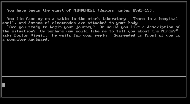 Mindwheel (DOS) screenshot: Starting location