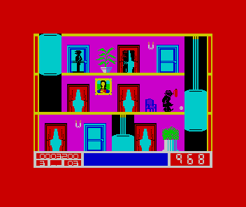 Mission Elevator (ZX Spectrum) screenshot: Killed on screen 2