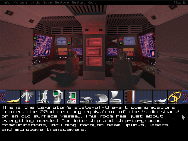 Mission Critical (DOS) screenshot: Communications Center