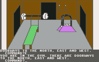 Hi-Res Adventure #0: Mission Asteroid (Commodore 64) screenshot: Gymnasium