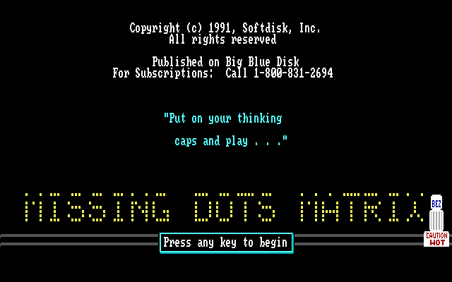 Missing Dots Matrix (DOS) screenshot: Title screen