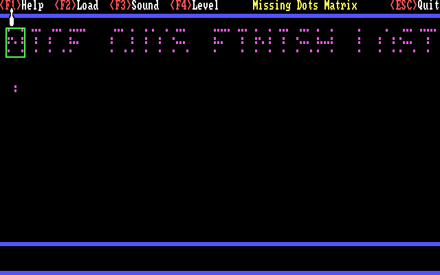 Missing Dots Matrix (DOS) screenshot: An unsolved quote puzzle