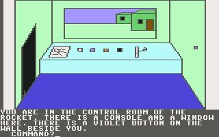 Hi-Res Adventure #0: Mission Asteroid (Commodore 64) screenshot: The rocket's control panel