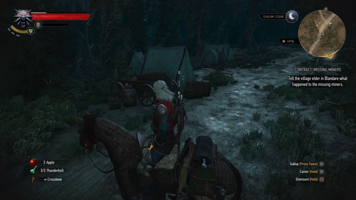 The Witcher 3: Wild Hunt - New Quest: "Contract: Missing Miners" (PlayStation 4) screenshot: Leaving the miners' camp
