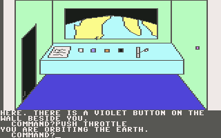Hi-Res Adventure #0: Mission Asteroid (Commodore 64) screenshot: Orbiting the Earth