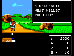 Miracle Warriors: Seal of the Dark Lord (SEGA Master System) screenshot: Merchants can give you hints on where to go and what to do