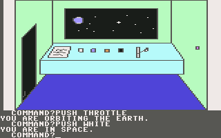 Hi-Res Adventure #0: Mission Asteroid (Commodore 64) screenshot: In space