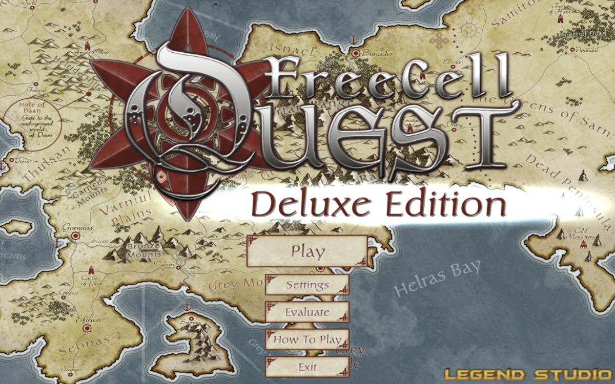 FreeCell Quest (Macintosh) screenshot: Main menu