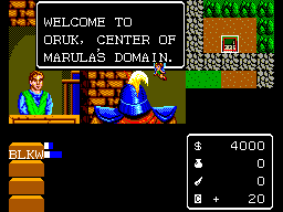 Miracle Warriors: Seal of the Dark Lord (SEGA Master System) screenshot: One of the villagers says "hi"