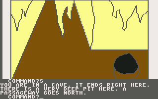 Hi-Res Adventure #0: Mission Asteroid (Commodore 64) screenshot: Inside the cave