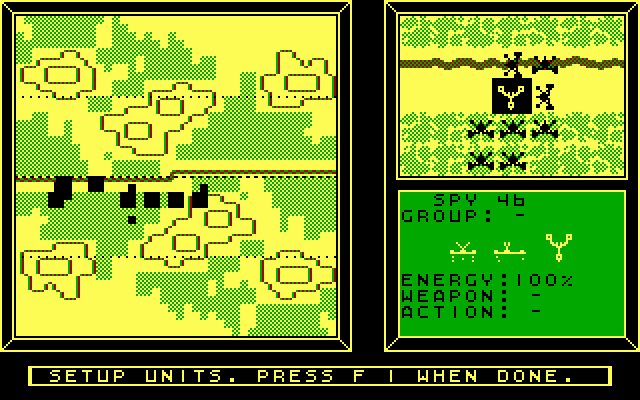 Modem Wars (DOS) screenshot: Gameplay (EGA 4 color)