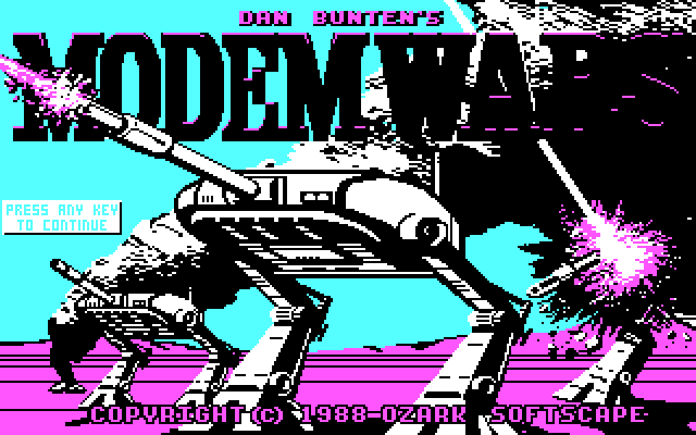 Modem Wars (DOS) screenshot: Title screen (CGA 4 color)