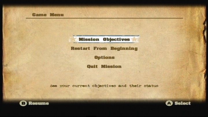 Blazing Angels: Squadrons of WWII (Xbox 360) screenshot: Call in the game menu to check out on your current objectives.