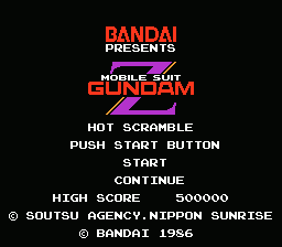 Mobile Suit Z Gundam: Hot Scramble (NES) screenshot: Play Select screen