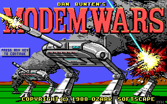 Modem Wars (DOS) screenshot: Title screen (EGA 16 color)