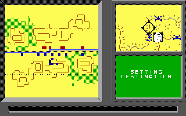 Modem Wars (DOS) screenshot: Gameplay (EGA 16 color)