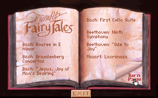 Mixed Up Fairy Tales (DOS) screenshot: Music selection of MIDI classical hits. (MCGA/VGA)