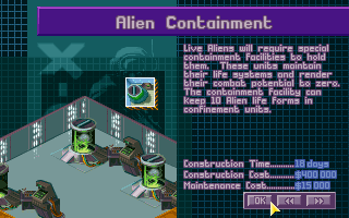 X-COM: Terror from the Deep (DOS) screenshot: You can store live aliens in the alien containment facility