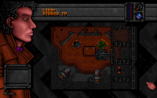 DreamWeb (DOS) screenshot: One of the several people you are ordered to kill. He is said to be evil. But he seems to be unarmed... can you do that?
