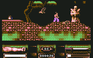First Samurai (Commodore 64) screenshot: A bat went past