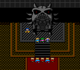 Momotarō Densetsu II (TurboGrafx-16) screenshot: Emma, the King of Hell, is upset. Note the princess Yashahime to his left