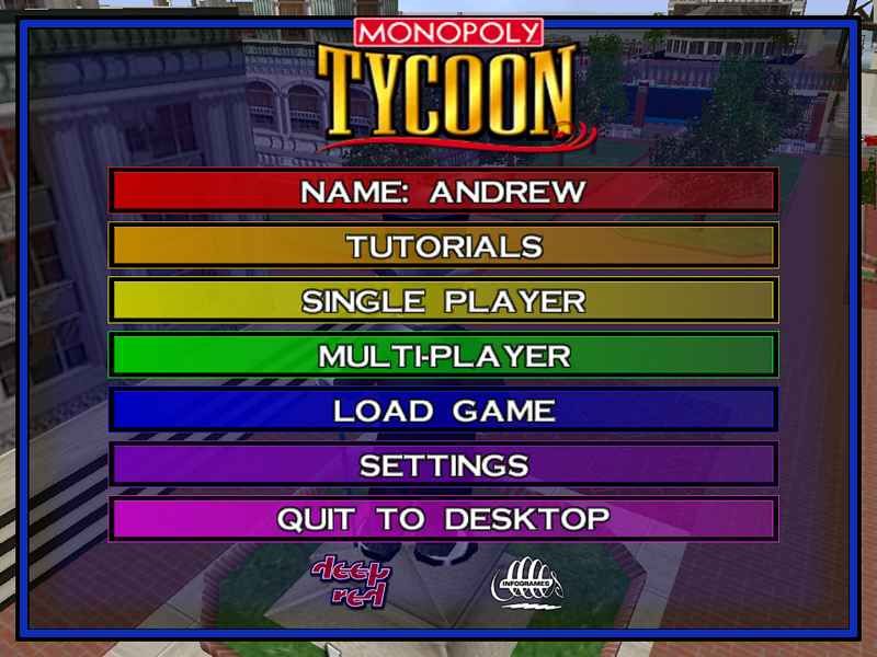 Monopoly Tycoon (Windows) screenshot: The Main menu