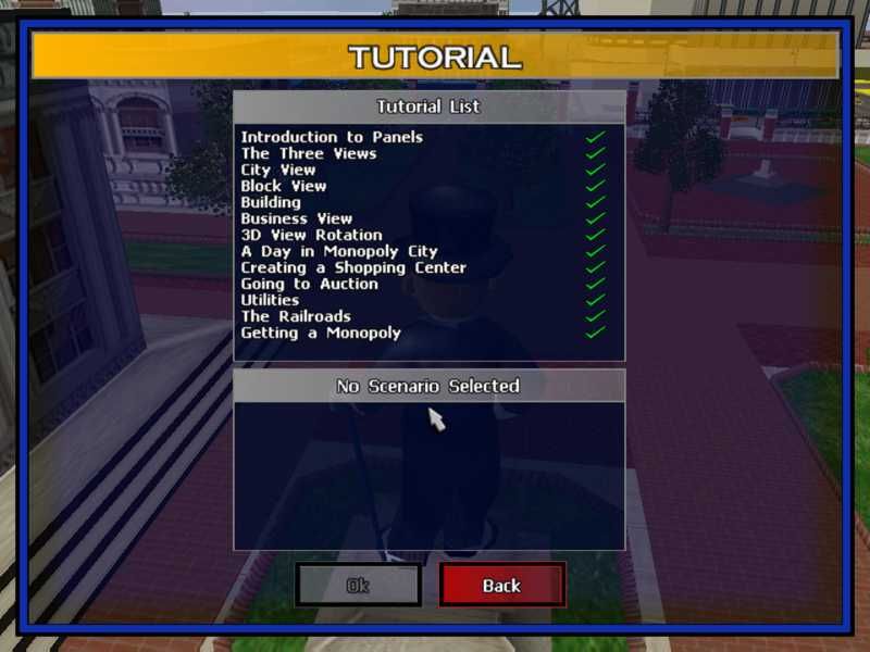 Monopoly Tycoon (Windows) screenshot: A list of the tutorials