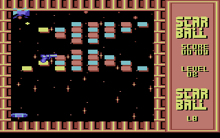 Star Ball (Commodore 64) screenshot: Fighting off enemies among the bricks